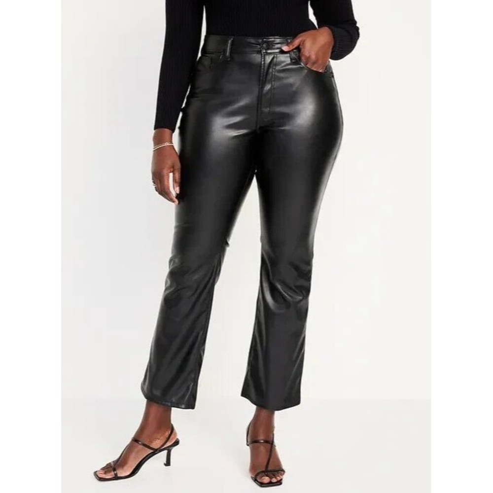 Old Navy Black Faux Leather Boot-Cut Pants